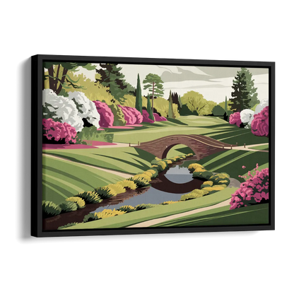 Augusta National Green Landscape Side - Black Canvas Wall Art