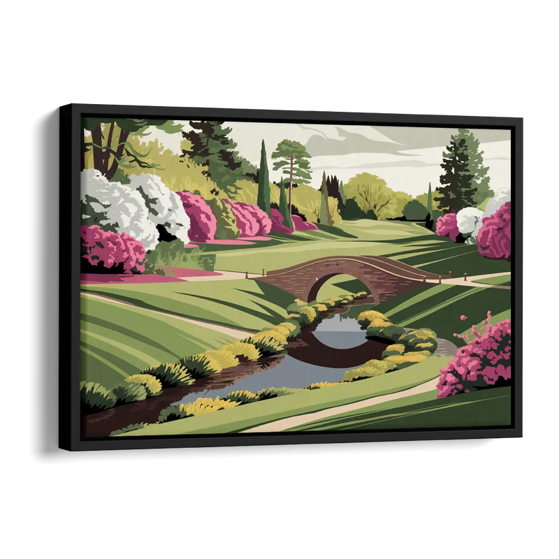 Augusta National Green Landscape Side - Black Canvas Wall Art