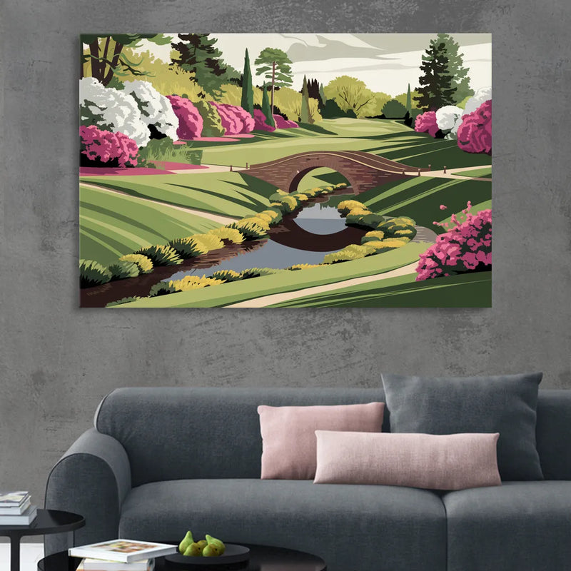 Augusta National Green Landscape Sitting Room - Canvas Wall Art