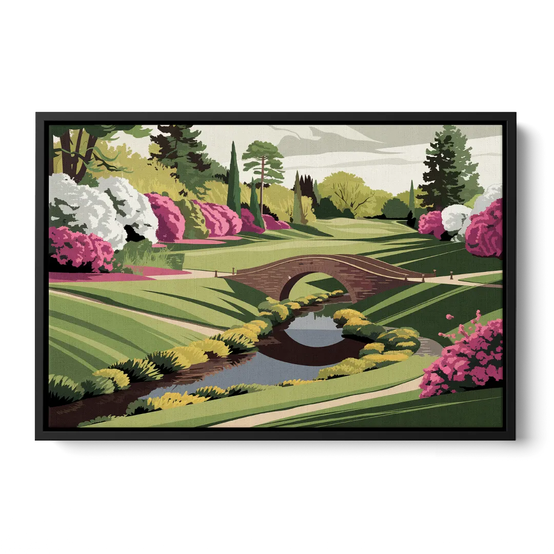 Augusta National Green Landscape Front - Black Canvas Wall Art