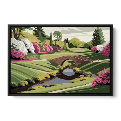 Augusta National Green Landscape Front - Black Canvas Wall Art