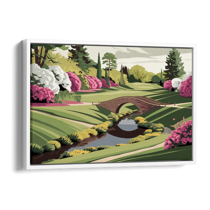 Augusta National Green Landscape Side - White Canvas Wall Art