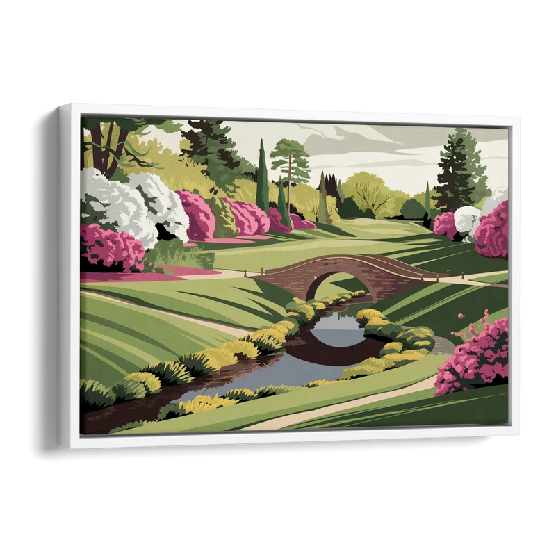 Augusta National Green Landscape Side - White Canvas Wall Art