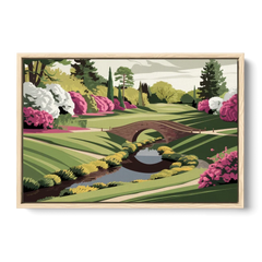 Augusta National Green Landscape - Oak Framed Canvas Wall Art - Front