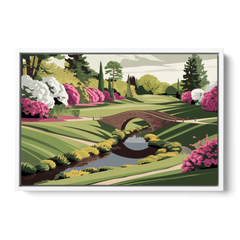 Augusta National Green Landscape - White Framed Canvas Wall Art - Front