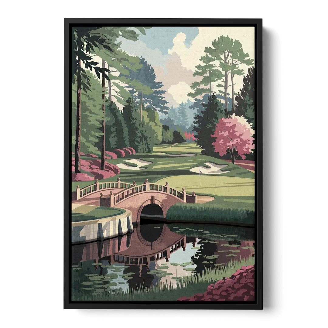 Augusta Scenic Golf Course Front - Black Canvas Wall Art