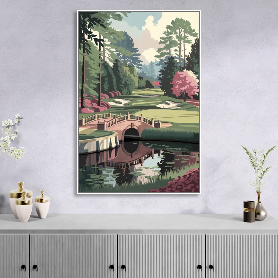 Augusta Scenic Golf Course Sitting Room - White Canvas Wall Art