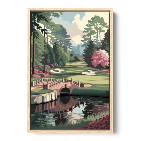 Augusta Scenic Golf Course - Oak Framed Canvas Wall Art - Front