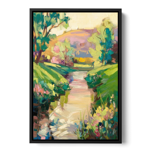 Augusta Serene Riverfront - Black Framed Canvas Wall Art - Front