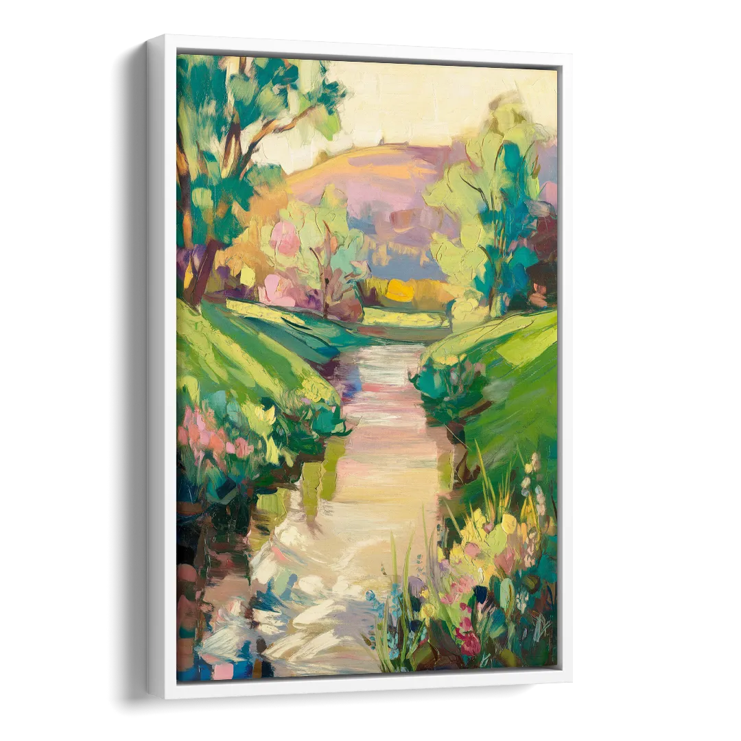 Augusta Serene Riverfront Side - White Canvas Wall Art