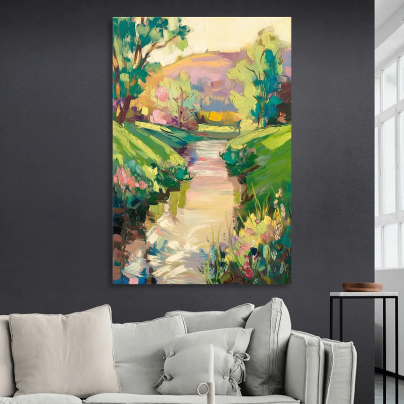 Augusta Serene Riverfront Living Room - Canvas Wall Art