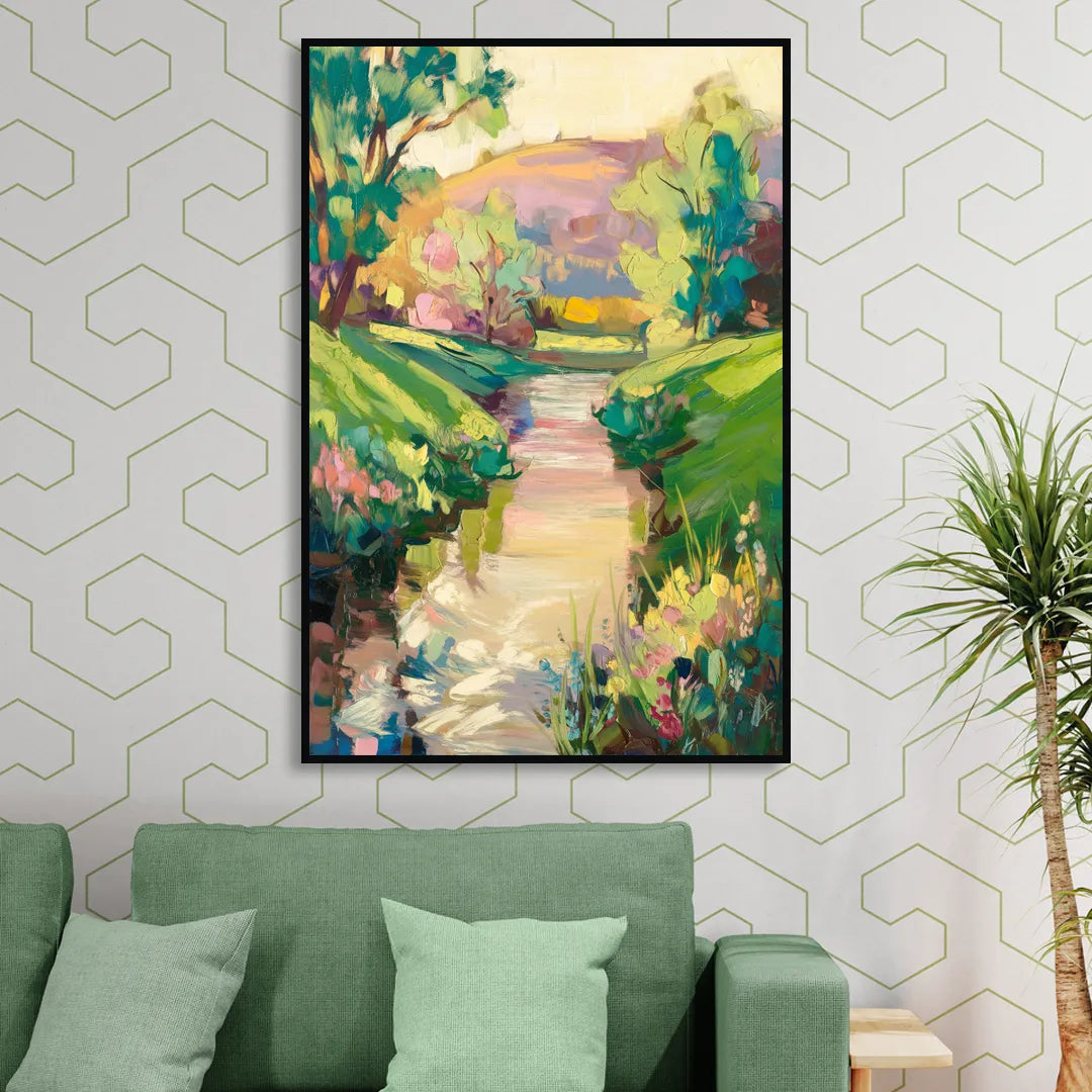 Augusta Serene Riverfront Sitting Room - Black Canvas Wall Art