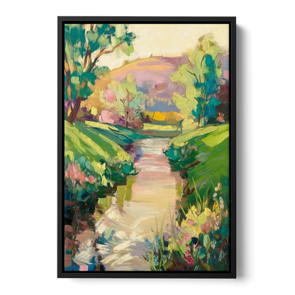 Augusta Serene Riverfront Front - Black Canvas Wall Art