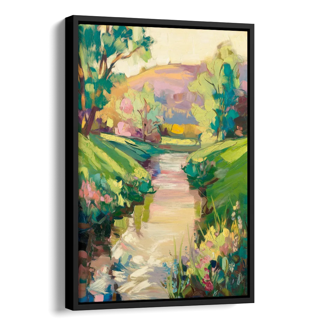 Augusta Serene Riverfront Side - Black Canvas Wall Art