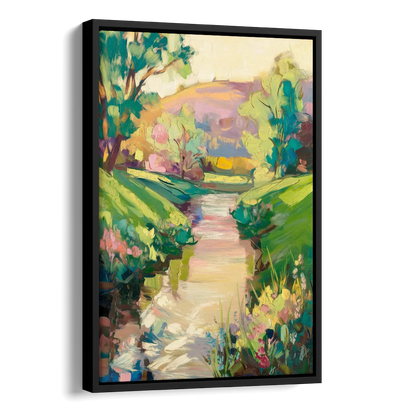 Augusta Serene Riverfront Side - Black Canvas Wall Art