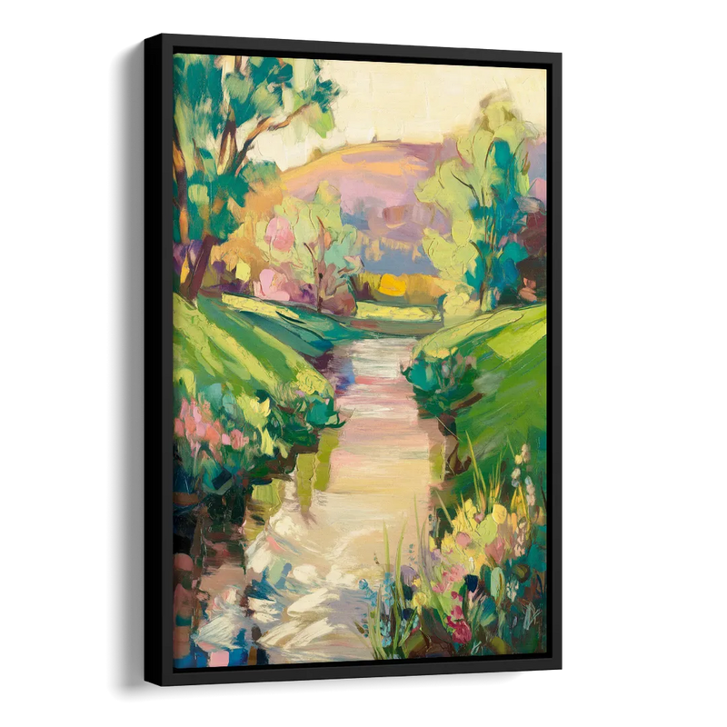 Augusta Serene Riverfront Side - Black Canvas Wall Art