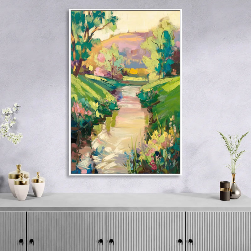 Augusta Serene Riverfront Living Room - White Canvas Wall Art