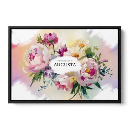 Augusta Springtime Blooms Front - Black Canvas Wall Art