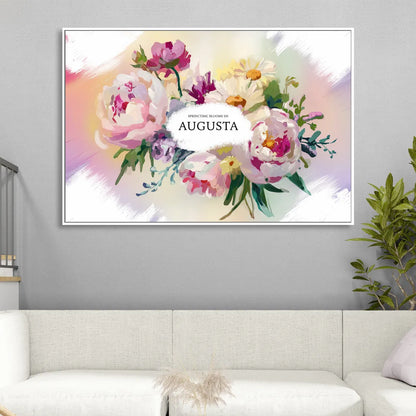 Augusta Springtime Blooms Sitting Room - White Canvas Wall Art