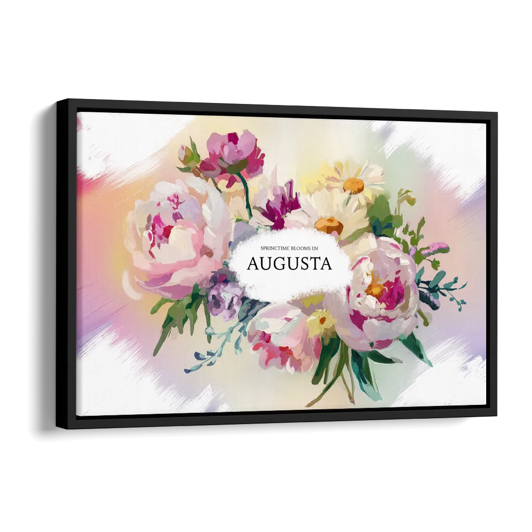 Augusta Springtime Blooms Side - Black Canvas Wall Art