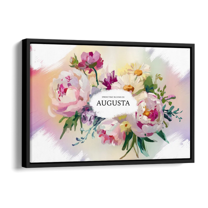 Augusta Springtime Blooms Side - Black Canvas Wall Art