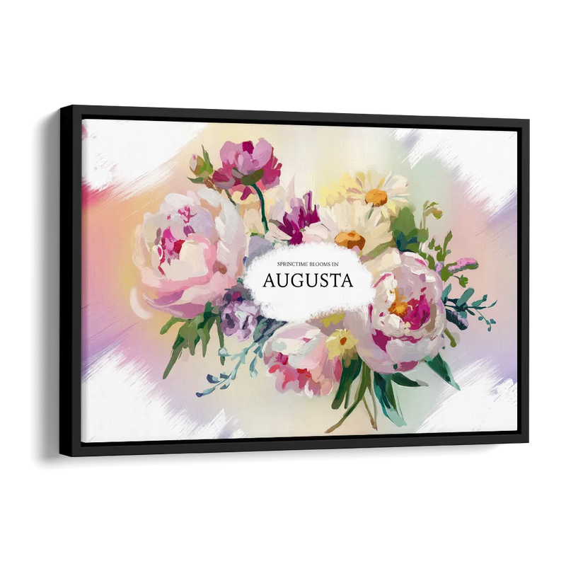 Augusta Springtime Blooms Side - Black Canvas Wall Art