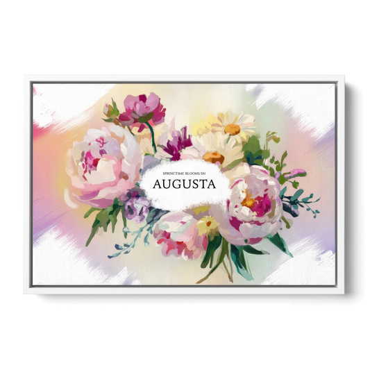 Augusta Springtime Blooms - White Framed Canvas Wall Art - Front