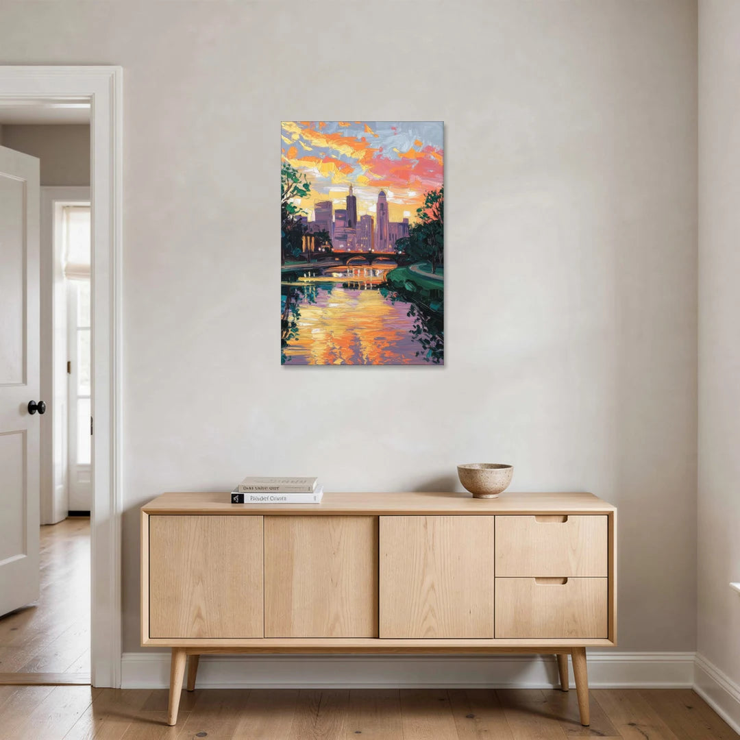 Augusta Sunset Over Skyline - Canvas Wall Art - Coffee Table - 24x36