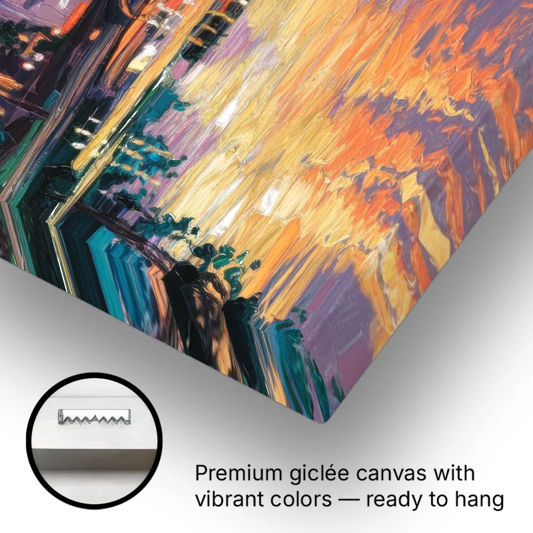 Augusta Sunset Over Skyline - Canvas Wall Art - Gallery Wrap Corner