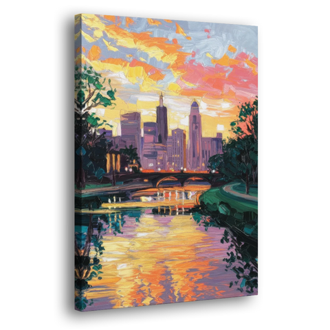 Augusta Sunset Over Skyline - Canvas Wall Art - Side