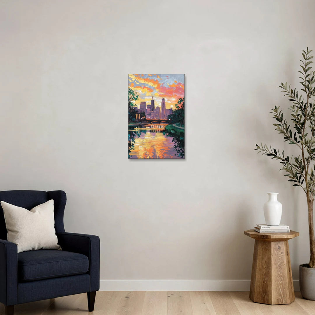 Augusta Sunset Over Skyline - Canvas Wall Art - Sofa - 16x24
