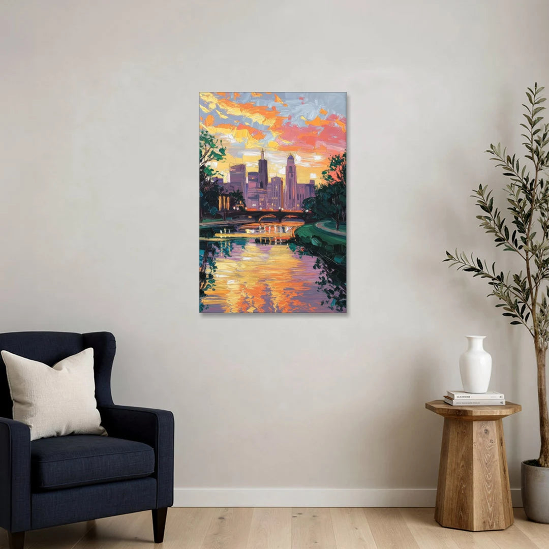 Augusta Sunset Over Skyline - Canvas Wall Art - Sofa - 24x36
