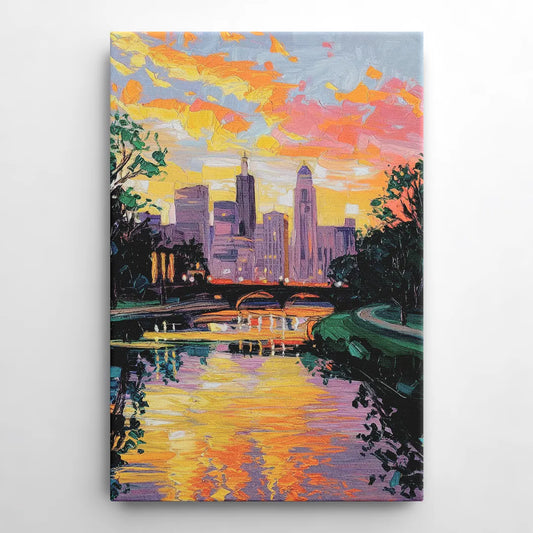 Augusta Sunset Over Skyline - Canvas Wall Art
