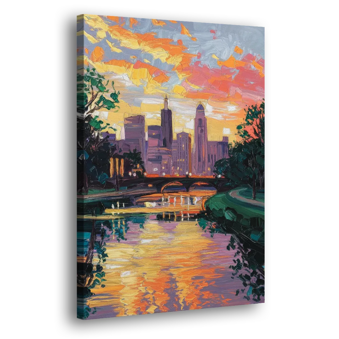 Augusta Sunset Over Skyline Side - Canvas Wall Art