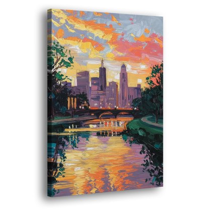 Augusta Sunset Over Skyline Side - Canvas Wall Art