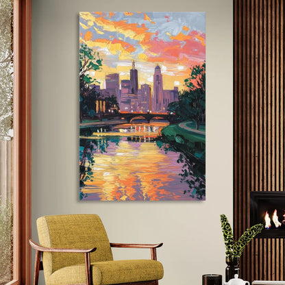 Augusta Sunset Over Skyline Sitting Room - Canvas Wall Art