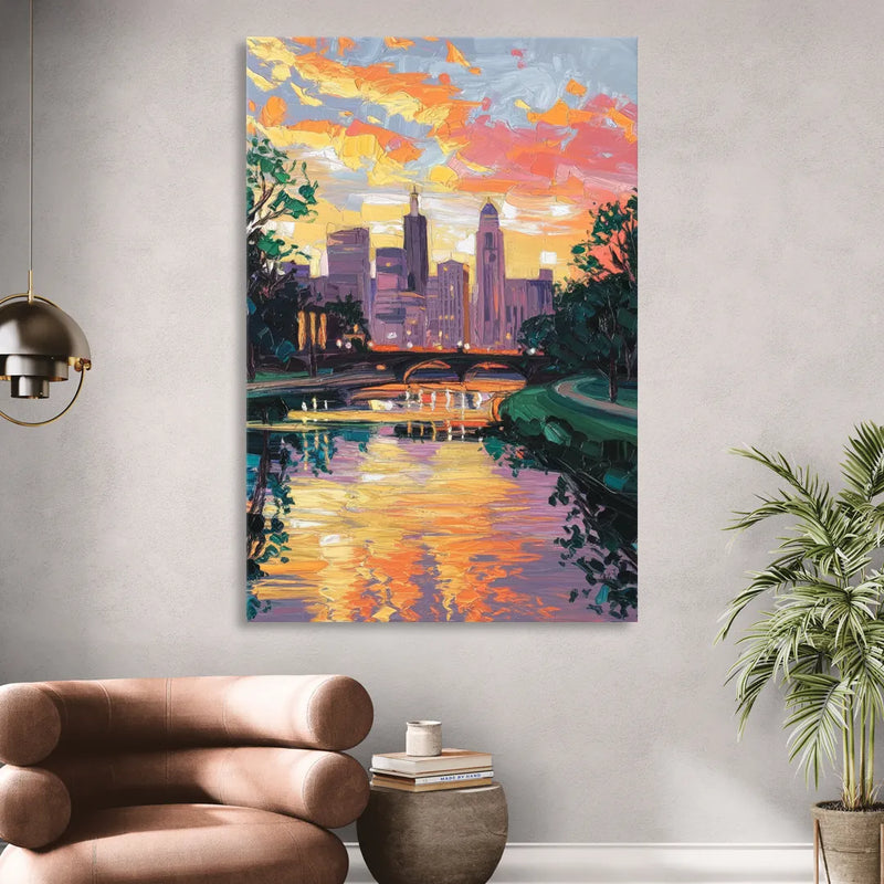 Augusta Sunset Over Skyline Living Room - Canvas Wall Art