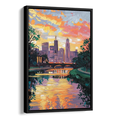 Augusta Sunset Over Skyline Side - Black Canvas Wall Art