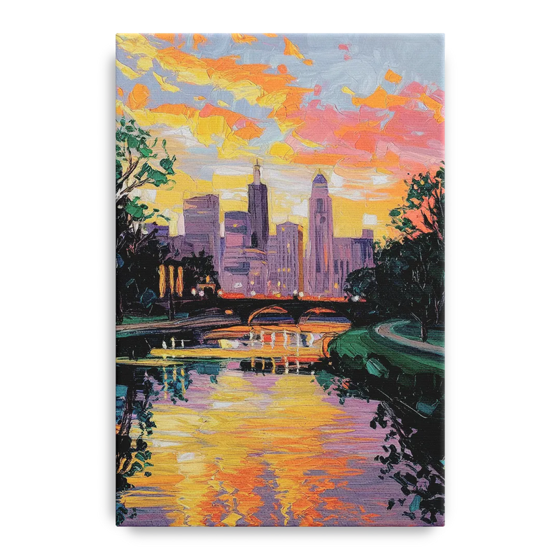 Augusta Sunset Over Skyline Front - Canvas Wall Art