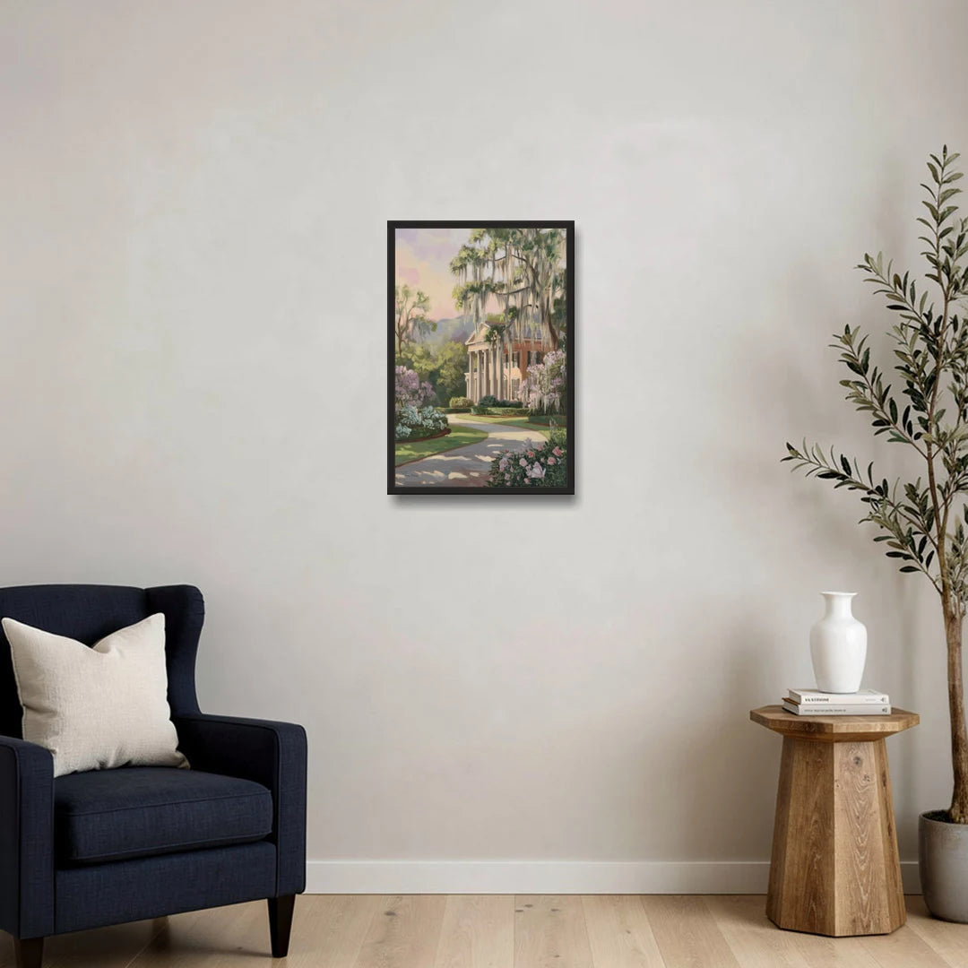 Augusta Timeless Southern Beauty - Black Framed Canvas Wall Art - Sofa - 16x24