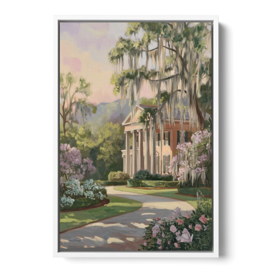 Augusta Timeless Southern Beauty - White Framed Canvas Wall Art - Front