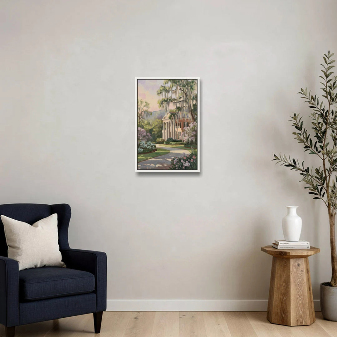 Augusta Timeless Southern Beauty - White Framed Canvas Wall Art - Sofa - 16x24