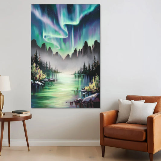 Aurora Borealis Landscape - Canvas Wall Art - Sofa - 40x60