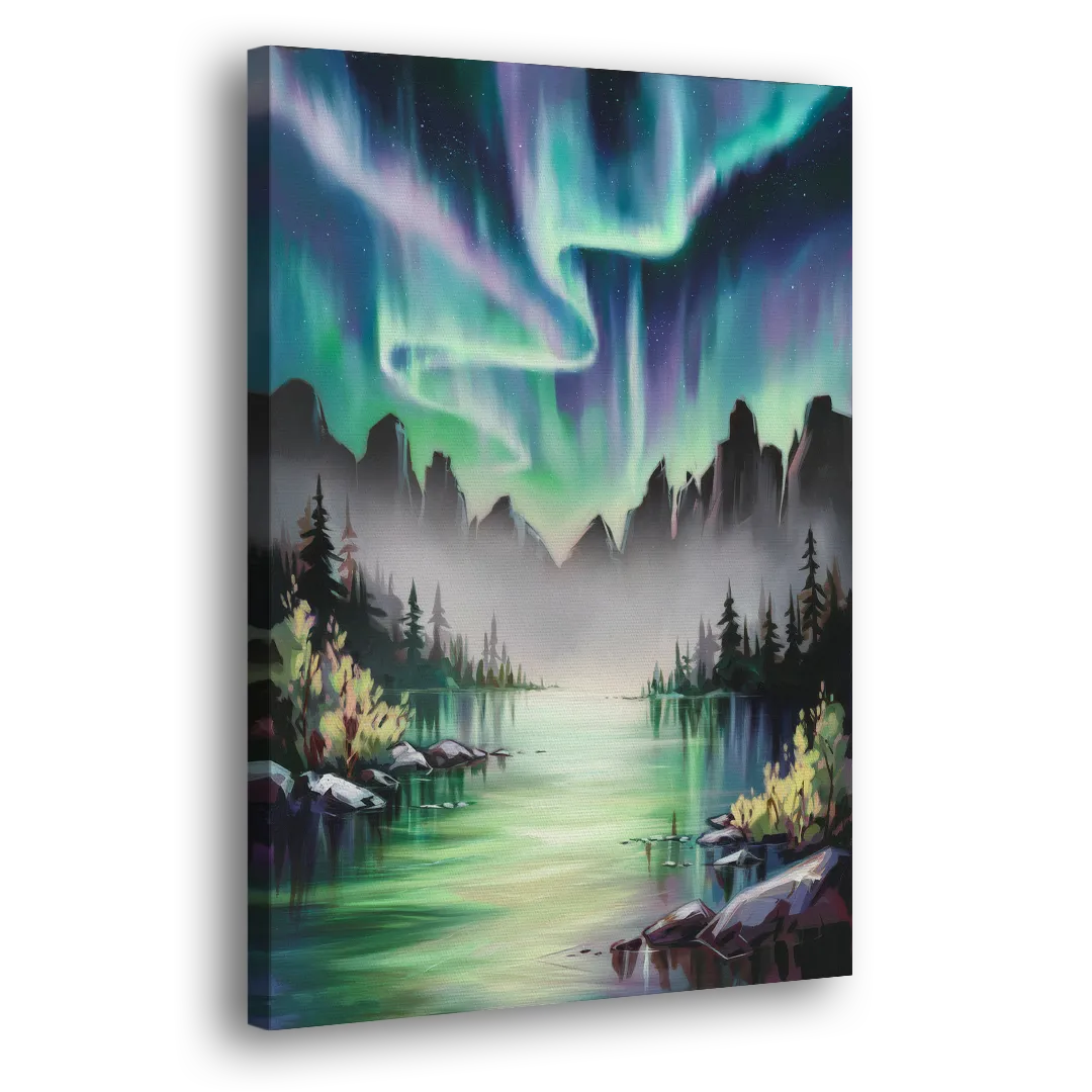 Aurora Borealis Landscape Side - Canvas Wall Art