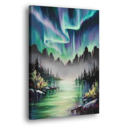Aurora Borealis Landscape Side - Canvas Wall Art
