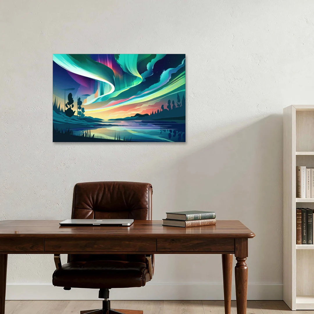Aurora Borealis Sky - Canvas Wall Art - Office - 36x24