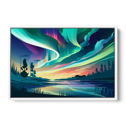 Aurora Borealis Sky Front - White Canvas Wall Art