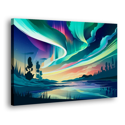 Aurora Borealis Sky Side - Canvas Wall Art