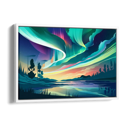 Aurora Borealis Sky Side - White Canvas Wall Art