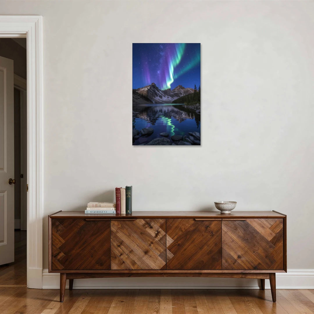 Aurora Mountain Reflection - Canvas Wall Art - Coffee Table - 24x36